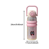 Maxbell Insulated Water Bottle with Handle Cartoon Tumbler for Work Traveling Sports Pink
