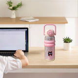 Maxbell Insulated Water Bottle with Handle Cartoon Tumbler for Work Traveling Sports Pink