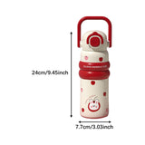 Maxbell Insulated Water Bottle with Handle Cartoon Tumbler for Work Traveling Sports Red