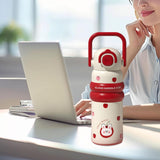 Maxbell Insulated Water Bottle with Handle Cartoon Tumbler for Work Traveling Sports Red