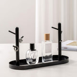 Maxbell Jewelry Dish Elegant Multifunctional Entryway Tray for Table Anklet Necklace Black Double