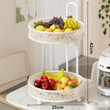Maxbell Fruit Bowl Coffee Table Decor Metal Table Pantry Elegant Fruit Basket 2 Tier 25x25x42cm