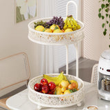 Maxbell Fruit Bowl Coffee Table Decor Metal Table Pantry Elegant Fruit Basket 2 Tier 25x25x42cm