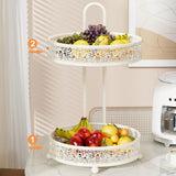 Maxbell Fruit Bowl Coffee Table Decor Metal Table Pantry Elegant Fruit Basket 2 Tier 25x25x42cm
