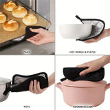 Maxbell 4 Pieces Kitchen Pot Holders 6.89x6.89inch Machine Washable Coaster Hot Pads Black