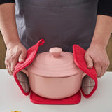 Maxbell 4 Pieces Kitchen Pot Holders 6.89x6.89inch Machine Washable Coaster Hot Pads Red