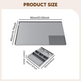 Maxbell Silicone Coffee Mat Non Slip 60x40 cm with Raised Edges Espresso Machine Mat Gray