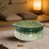 Maxbell Japanese Ceramic Matcha Bowl Portable Tableware for Home Dining Room Kitchen Green