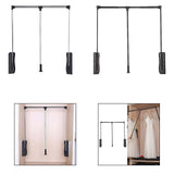 Maxbell Adjustable Wardrobe Lift Rail Organizer Accessory for Cloakroom Side Mounted Silvery 55cm to 70cm