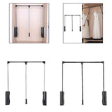 Maxbell Adjustable Wardrobe Lift Rail Organizer Accessory for Cloakroom Side Mounted Silvery 55cm to 70cm