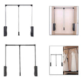 Maxbell Adjustable Wardrobe Lift Rail Organizer Accessory for Cloakroom Side Mounted Silvery 55cm to 70cm