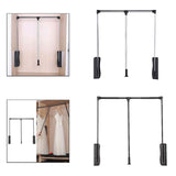 Maxbell Adjustable Wardrobe Lift Rail Organizer Accessory for Cloakroom Side Mounted Silvery 55cm to 70cm
