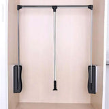 Maxbell Adjustable Wardrobe Lift Rail Organizer Accessory for Cloakroom Side Mounted Silvery 55cm to 70cm