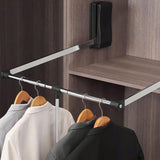 Maxbell Adjustable Wardrobe Lift Rail Organizer Accessory for Cloakroom Side Mounted Silvery 55cm to 70cm