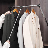 Maxbell Adjustable Wardrobe Lift Rail Organizer Accessory for Cloakroom Side Mounted Silvery 55cm to 70cm