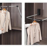 Maxbell Adjustable Wardrobe Lift Rail Organizer Accessory for Cloakroom Side Mounted Silvery 55cm to 70cm