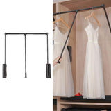 Maxbell Adjustable Wardrobe Lift Rail Organizer Accessory for Cloakroom Side Mounted Gray 93cm to 125cm