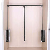 Maxbell Adjustable Wardrobe Lift Rail Organizer Accessory for Cloakroom Side Mounted Gray 93cm to 125cm