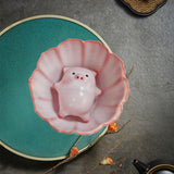 Maxbell Ceramic Tea Cup with Tea Pet Traditional for Teahouse Restaurant Living Room Style A