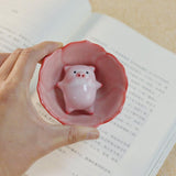 Maxbell Ceramic Tea Cup with Tea Pet Traditional for Teahouse Restaurant Living Room Style E
