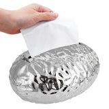 Maxbell Tissue Box Holder Egg Shaped Novelty Sturdy Stylish for Hotel Bathroom Decor Argent