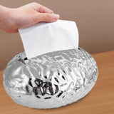 Maxbell Tissue Box Holder Egg Shaped Novelty Sturdy Stylish for Hotel Bathroom Decor Argent