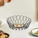 Maxbell Fruit Basket with Wood Base Stylish Practical Fruit Vegetable Storage Basket 26cmx8.5cm