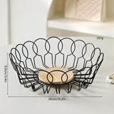 Maxbell Fruit Basket with Wood Base Stylish Practical Fruit Vegetable Storage Basket 26cmx8.5cm