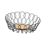 Maxbell Fruit Basket with Wood Base Stylish Practical Fruit Vegetable Storage Basket 26cmx8.5cm