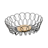 Maxbell Fruit Basket with Wood Base Stylish Practical Fruit Vegetable Storage Basket 26cmx8.5cm