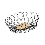 Maxbell Fruit Basket with Wood Base Stylish Practical Fruit Vegetable Storage Basket 26cmx8.5cm