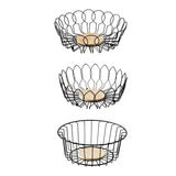 Maxbell Fruit Basket with Wood Base Stylish Practical Fruit Vegetable Storage Basket 26cmx8.5cm