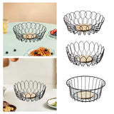 Maxbell Fruit Basket with Wood Base Stylish Practical Fruit Vegetable Storage Basket 26cmx8.5cm