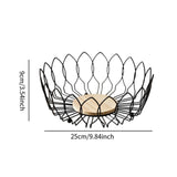 Maxbell Fruit Basket with Wood Base Stylish Practical Fruit Vegetable Storage Basket 25cmx9cm