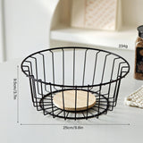 Maxbell Fruit Basket with Wood Base Stylish Practical Fruit Vegetable Storage Basket 25cmx9.5cm