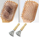 Maxbell 2 Pieces Hair Brush Cleaner Wooden Handle for Detangling Combs Pick Cleaning
