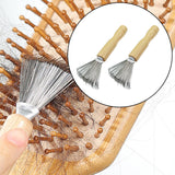 Maxbell 2 Pieces Hair Brush Cleaner Wooden Handle for Detangling Combs Pick Cleaning
