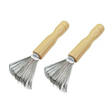 Maxbell 2 Pieces Hair Brush Cleaner Wooden Handle for Detangling Combs Pick Cleaning