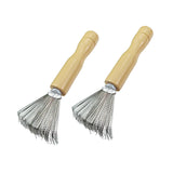 Maxbell 2 Pieces Hair Brush Cleaner Wooden Handle for Detangling Combs Pick Cleaning