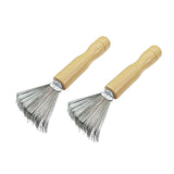 Maxbell 2 Pieces Hair Brush Cleaner Wooden Handle for Detangling Combs Pick Cleaning