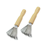 Maxbell 2 Pieces Hair Brush Cleaner Wooden Handle for Detangling Combs Pick Cleaning