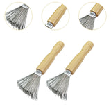 Maxbell 2 Pieces Hair Brush Cleaner Wooden Handle for Detangling Combs Pick Cleaning