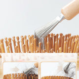Maxbell 2 Pieces Hair Brush Cleaner Wooden Handle for Detangling Combs Pick Cleaning