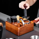 Maxbell Coffee Portafilter Holder Wooden Organizer Bar Espresso Tamping Station 58mm