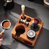 Maxbell Coffee Portafilter Holder Wooden Organizer Bar Espresso Tamping Station 58mm