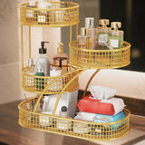 Maxbell Mesh Fruit Bowl Multiuse Bedroom for Skincare Bread Snacks Fruits Vegetables gold