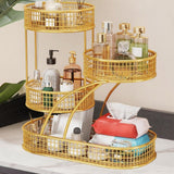 Maxbell Mesh Fruit Bowl Multiuse Bedroom for Skincare Bread Snacks Fruits Vegetables gold