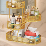 Maxbell Mesh Fruit Bowl Multiuse Bedroom for Skincare Bread Snacks Fruits Vegetables gold