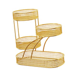 Maxbell Mesh Fruit Bowl Multiuse Bedroom for Skincare Bread Snacks Fruits Vegetables gold