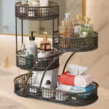 Maxbell Mesh Fruit Bowl Multiuse Bedroom for Skincare Bread Snacks Fruits Vegetables black